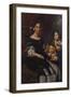 Portrait of a Lady, Seated Three-Quarter Length, in a Blue and White Dress, with Two Young…-Pier Francesco Cittadini-Framed Giclee Print