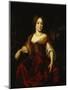 Portrait of a Lady, Seated, Three Quarter Length, Wearing a Red Dress-Nicolas Maes-Mounted Giclee Print