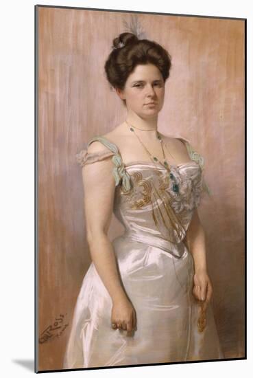 Portrait of a Lady, Standing in in a White Satin Dress-Christian Meyer Ross-Mounted Giclee Print