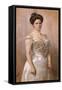 Portrait of a Lady, Standing in in a White Satin Dress-Christian Meyer Ross-Framed Stretched Canvas