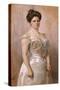 Portrait of a Lady, Standing in in a White Satin Dress-Christian Meyer Ross-Stretched Canvas