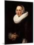 Portrait of a Lady, Standing Three-Quarter Length, in a Black Embroidered Dress-Nicolaes Eliasz. Pickenoy-Mounted Giclee Print