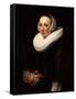 Portrait of a Lady, Standing Three-Quarter Length, in a Black Embroidered Dress-Nicolaes Eliasz. Pickenoy-Framed Stretched Canvas