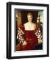 Portrait of a Lady, Standing Three-Quarter Length, Wearing a Red Velvet Dress-Bonifazio de' Pitati-Framed Giclee Print