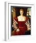 Portrait of a Lady, Standing Three-Quarter Length, Wearing a Red Velvet Dress-Bonifazio de' Pitati-Framed Giclee Print