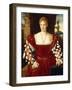 Portrait of a Lady, Standing Three-Quarter Length, Wearing a Red Velvet Dress-Bonifazio de' Pitati-Framed Giclee Print