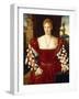 Portrait of a Lady, Standing Three-Quarter Length, Wearing a Red Velvet Dress-Bonifazio de' Pitati-Framed Giclee Print