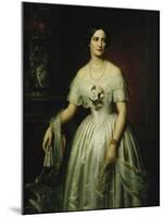 Portrait of a Lady Standing Three-Quarter Length Wearing a White Dress-August Schiott-Mounted Giclee Print