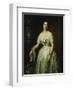 Portrait of a Lady Standing Three-Quarter Length Wearing a White Dress-August Schiott-Framed Giclee Print