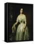 Portrait of a Lady Standing Three-Quarter Length Wearing a White Dress-August Schiott-Framed Stretched Canvas