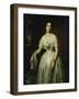 Portrait of a Lady Standing Three-Quarter Length Wearing a White Dress-August Schiott-Framed Giclee Print