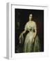 Portrait of a Lady Standing Three-Quarter Length Wearing a White Dress-August Schiott-Framed Giclee Print