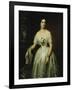 Portrait of a Lady Standing Three-Quarter Length Wearing a White Dress-August Schiott-Framed Giclee Print