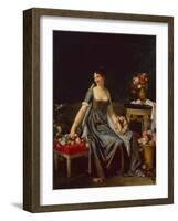 Portrait of a Lady, surrounded by Flowers and Birds, circa 1800-Marguerite Gerard-Framed Giclee Print