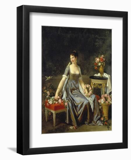 Portrait of a Lady, Surrounded by Flowers-Marguerite Gerard-Framed Giclee Print