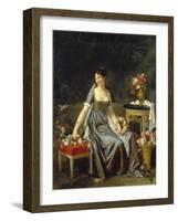 Portrait of a Lady, Surrounded by Flowers-Marguerite Gerard-Framed Giclee Print