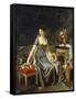 Portrait of a Lady, Surrounded by Flowers-Marguerite Gerard-Framed Stretched Canvas