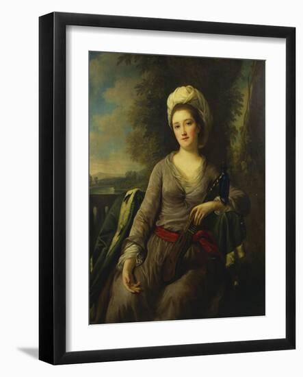 Portrait of a Lady, Thought to Be Mrs Wells, Wearing a Grey Dress with a Red Sash and an Ermine…-Nathaniel Dance-Holland-Framed Giclee Print