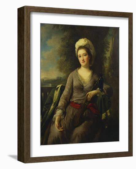 Portrait of a Lady, Thought to Be Mrs Wells, Wearing a Grey Dress with a Red Sash and an Ermine…-Nathaniel Dance-Holland-Framed Giclee Print