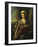Portrait of a Lady, Thought to Be Mrs Wells, Wearing a Grey Dress with a Red Sash and an Ermine…-Nathaniel Dance-Holland-Framed Giclee Print
