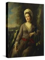 Portrait of a Lady, Thought to Be Mrs Wells, Wearing a Grey Dress with a Red Sash and an Ermine…-Nathaniel Dance-Holland-Stretched Canvas