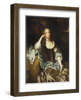 Portrait of a Lady, Three-Quarter Length, in a Brown Dress with Slashed Sleeves, 17th Century-Sir Peter Lely-Framed Giclee Print