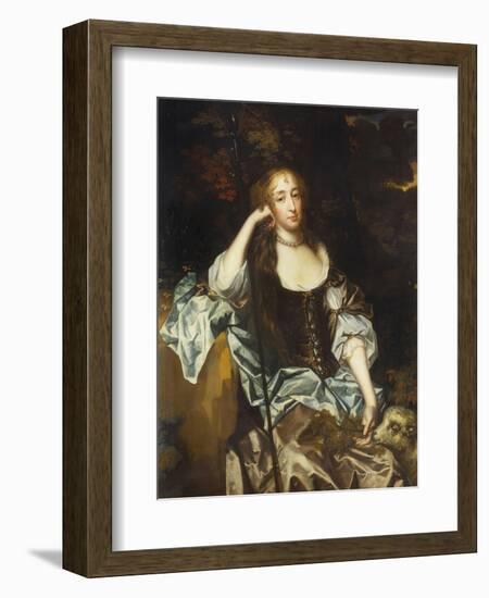 Portrait of a Lady, Three-Quarter Length, in a Brown Dress with Slashed Sleeves, 17th Century-Sir Peter Lely-Framed Giclee Print