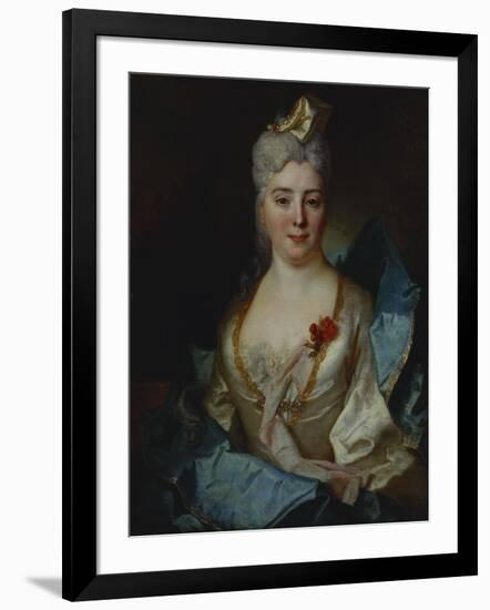 Portrait of a Lady, Wearing a White Dress and a Blue Cloak-Nicolas de Largilliere-Framed Giclee Print