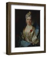 Portrait of a Lady, Wearing a White Dress and a Blue Cloak-Nicolas de Largilliere-Framed Giclee Print