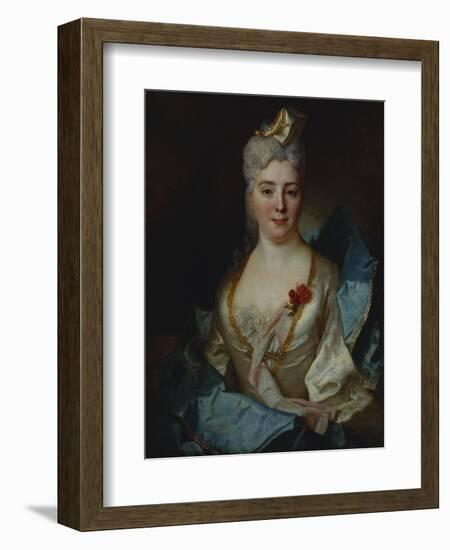 Portrait of a Lady, Wearing a White Dress and a Blue Cloak-Nicolas de Largilliere-Framed Giclee Print