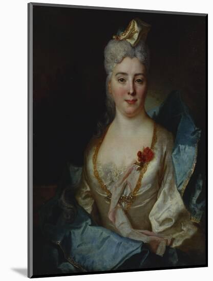 Portrait of a Lady, Wearing a White Dress and a Blue Cloak-Nicolas de Largilliere-Mounted Giclee Print