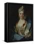 Portrait of a Lady, Wearing a White Dress and a Blue Cloak-Nicolas de Largilliere-Framed Stretched Canvas