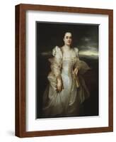 Portrait of a Lady Wearing a White Dress Embroidered with Pearls-Adolphe Joseph Thomas Monticelli-Framed Giclee Print