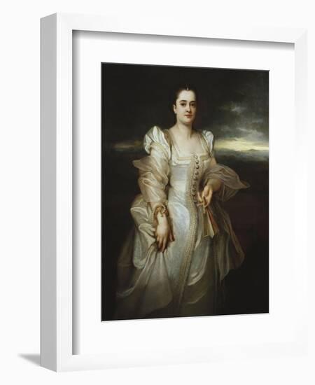 Portrait of a Lady Wearing a White Dress Embroidered with Pearls-Adolphe Joseph Thomas Monticelli-Framed Giclee Print