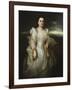 Portrait of a Lady Wearing a White Dress Embroidered with Pearls-Adolphe Joseph Thomas Monticelli-Framed Giclee Print