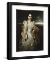 Portrait of a Lady, Wearing a White Dress Embroidered with Pearls-Joseph Bail-Framed Giclee Print