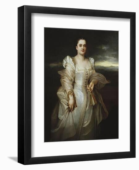 Portrait of a Lady, Wearing a White Dress Embroidered with Pearls-Joseph Bail-Framed Giclee Print