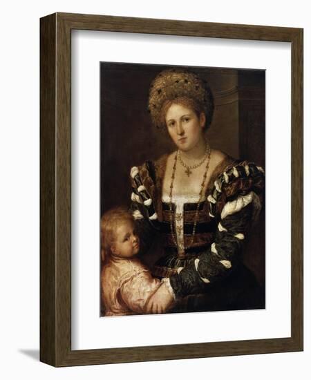 Portrait of a Lady with a Boy, 1530S-Paris Bordone-Framed Giclee Print