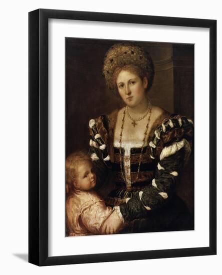 Portrait of a Lady with a Boy, 1530S-Paris Bordone-Framed Giclee Print