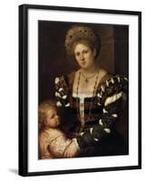 Portrait of a Lady with a Boy, 1530S-Paris Bordone-Framed Giclee Print