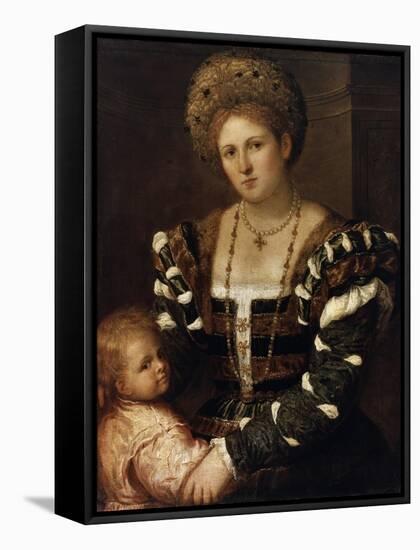 Portrait of a Lady with a Boy, 1530S-Paris Bordone-Framed Stretched Canvas