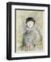 Portrait of a Lady with a Fur Collar and Muff, 20th Century (Drawing)-Paul Cesar Helleu-Framed Giclee Print