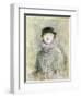 Portrait of a Lady with a Fur Collar and Muff, 20th Century (Drawing)-Paul Cesar Helleu-Framed Giclee Print