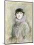 Portrait of a Lady with a Fur Collar and Muff, 20th Century (Drawing)-Paul Cesar Helleu-Mounted Giclee Print