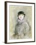 Portrait of a Lady with a Fur Collar and Muff, 20th Century (Drawing)-Paul Cesar Helleu-Framed Giclee Print