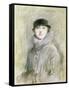 Portrait of a Lady with a Fur Collar and Muff, 20th Century (Drawing)-Paul Cesar Helleu-Framed Stretched Canvas