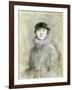 Portrait of a Lady with a Fur Collar and Muff, 20th Century (Drawing)-Paul Cesar Helleu-Framed Giclee Print