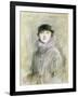 Portrait of a Lady with a Fur Collar and Muff, 20th Century (Drawing)-Paul Cesar Helleu-Framed Giclee Print