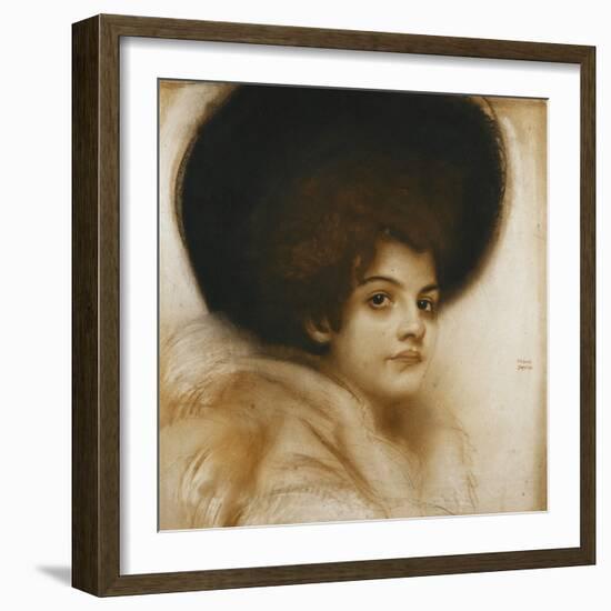 Portrait of a Lady with a Hat-Franz von Stuck-Framed Giclee Print