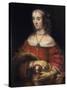 Portrait of a Lady with a Lap Dog, Ca 1665-Rembrandt van Rijn-Stretched Canvas